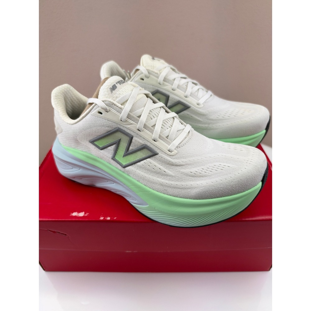 New Balance Fresh Foam X More v4 White Green Running Shoes WMORLD6 Womens 9